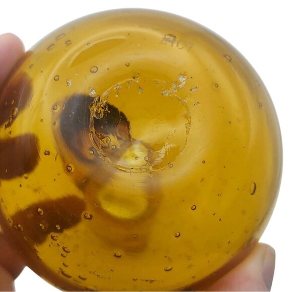 Vintage Hand Blown Amber Glass Cruet Pitcher w/ Air Bubbles Mid Century Modern - Picture 6 of 8